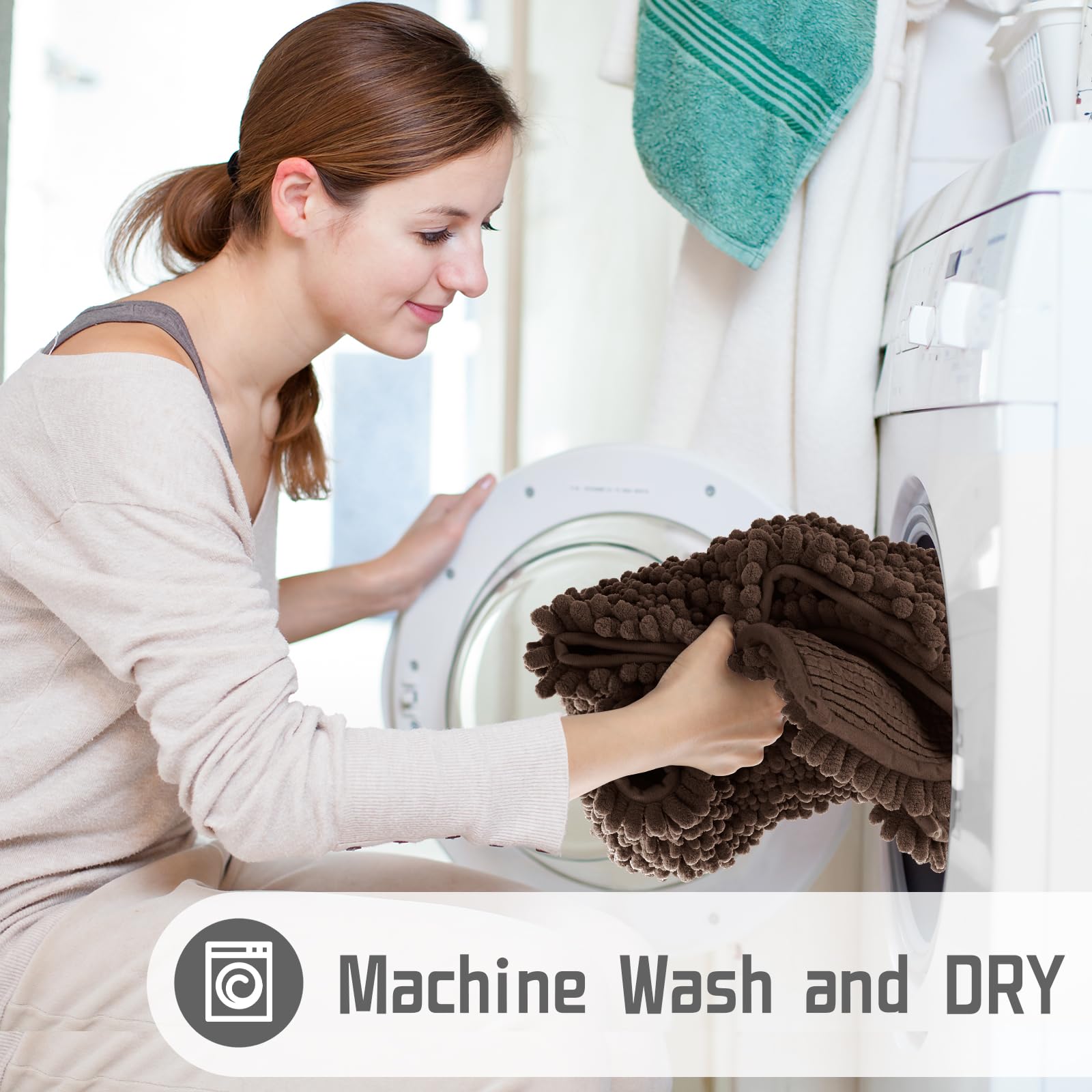 Yimobra Original Luxury Shaggy Bath Mat  44.1 X 24 Inches  Super Absorbent Water  Non-Slip  Machine-Washable  Soft and Cozy  Thick Modern for Bathroom Bedroom  Brown